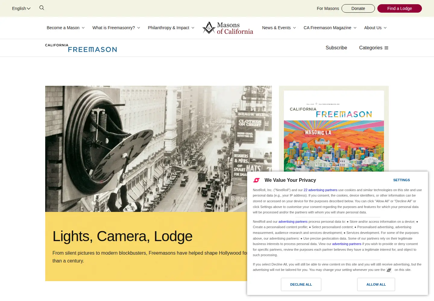 Screenshot of californiafreemason.org