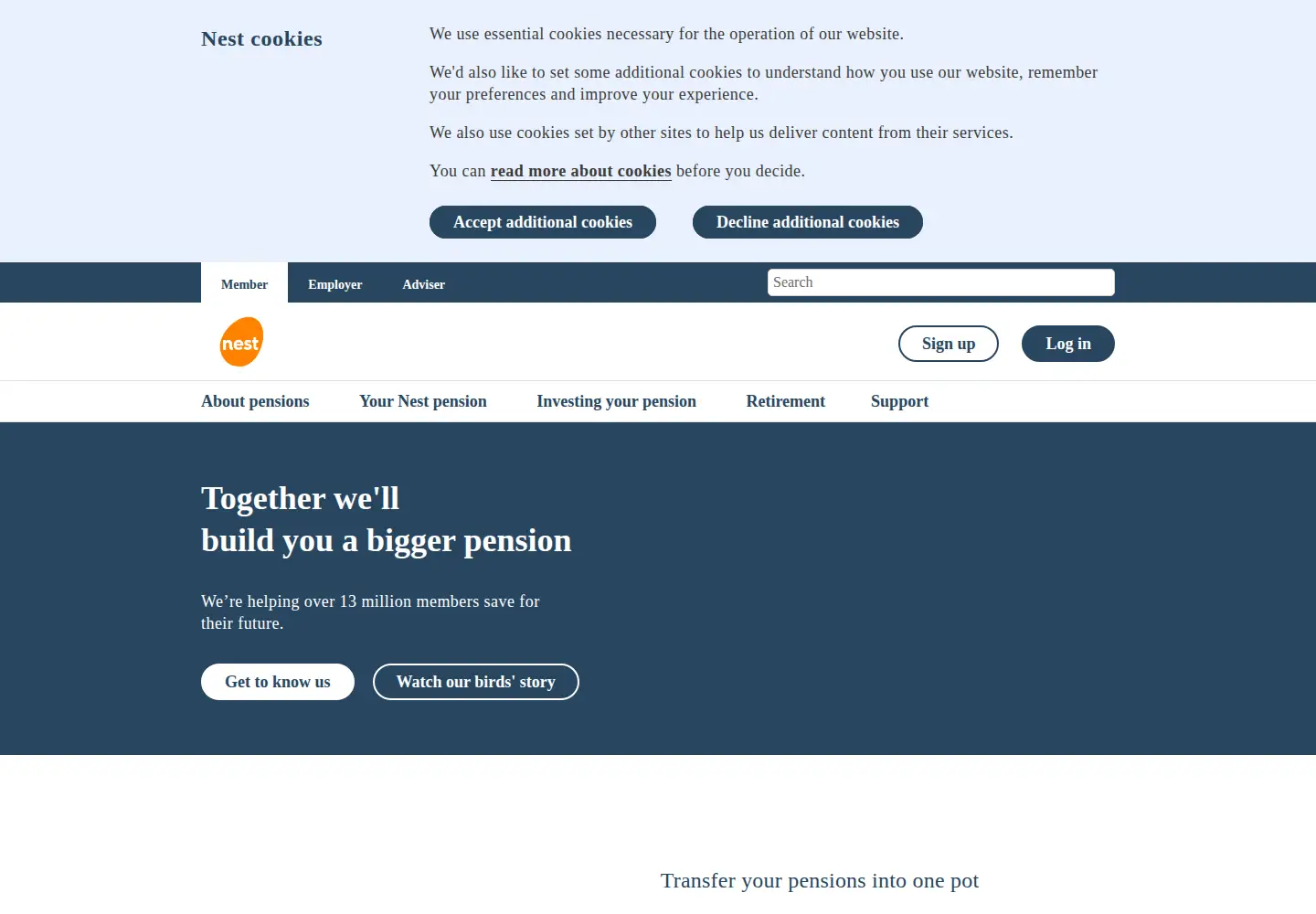 Screenshot of nestpensions.org.uk