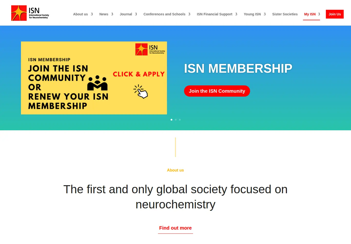 Captured homepage of neurochemistry.org in the current scan