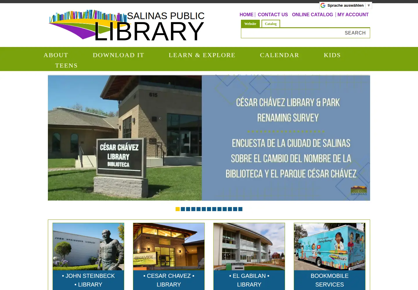 Captured homepage of salinaspubliclibrary.org in the current scan