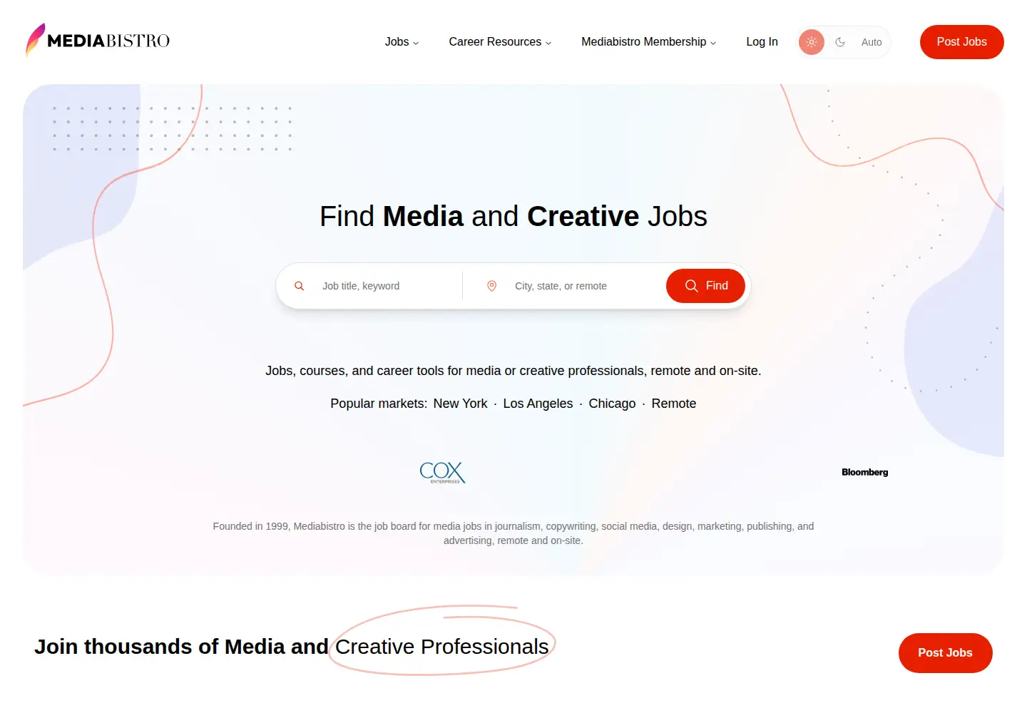 Screenshot of mediabistro.com