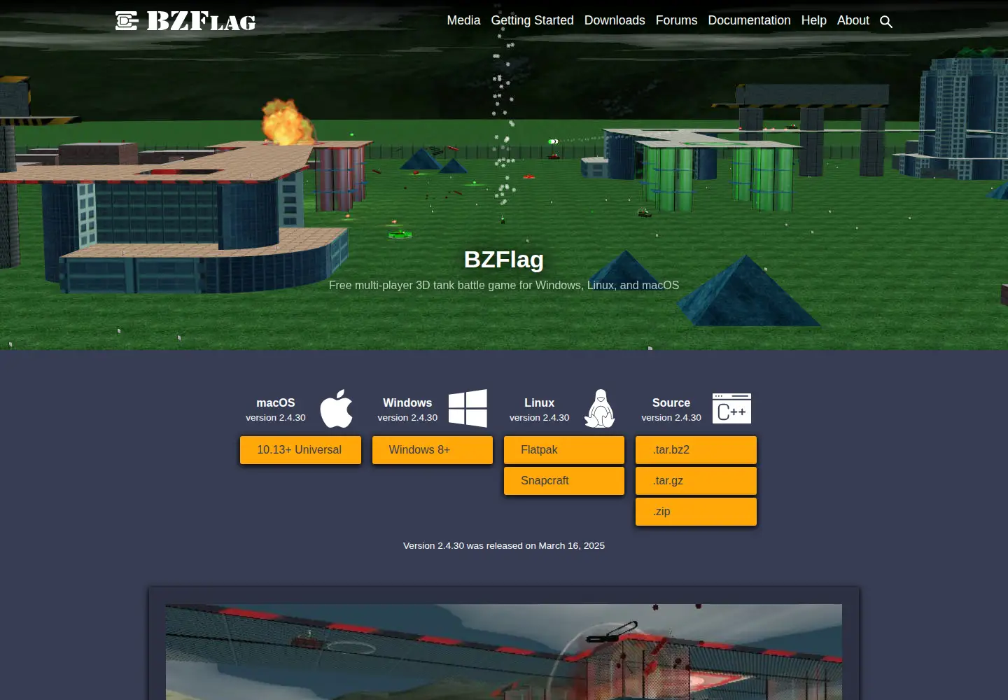 Screenshot of bzflag.org