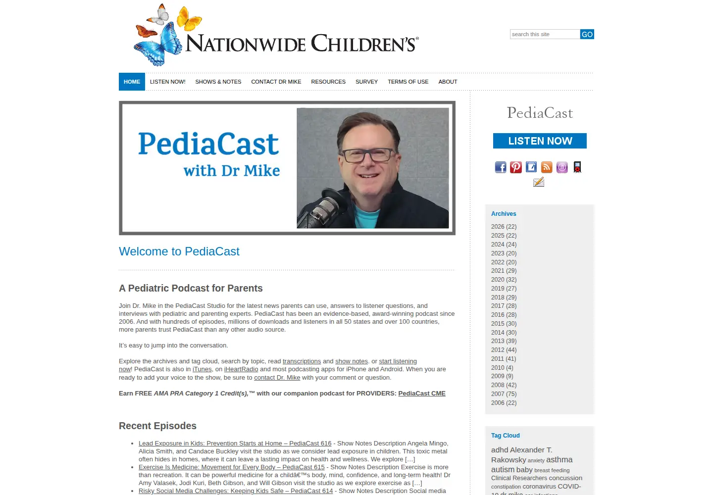 Screenshot of pediacast.org
