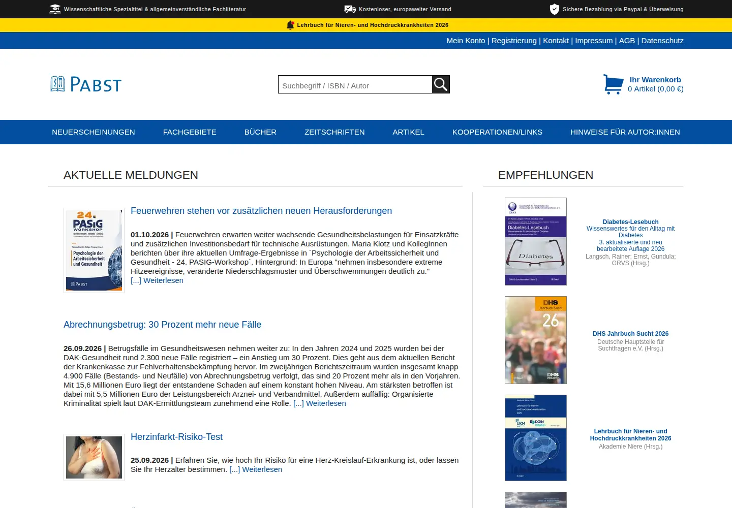 Screenshot of pabst-publishers.com