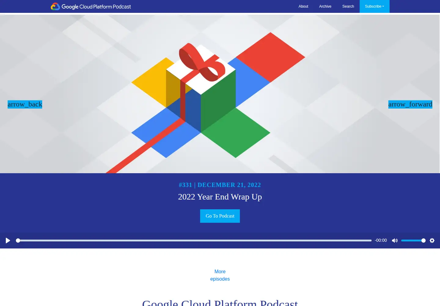 Screenshot of gcppodcast.com