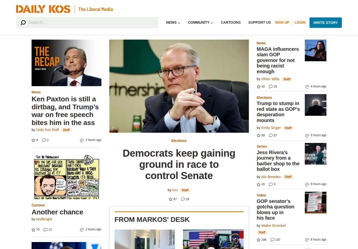 Screenshot of dailykos.com