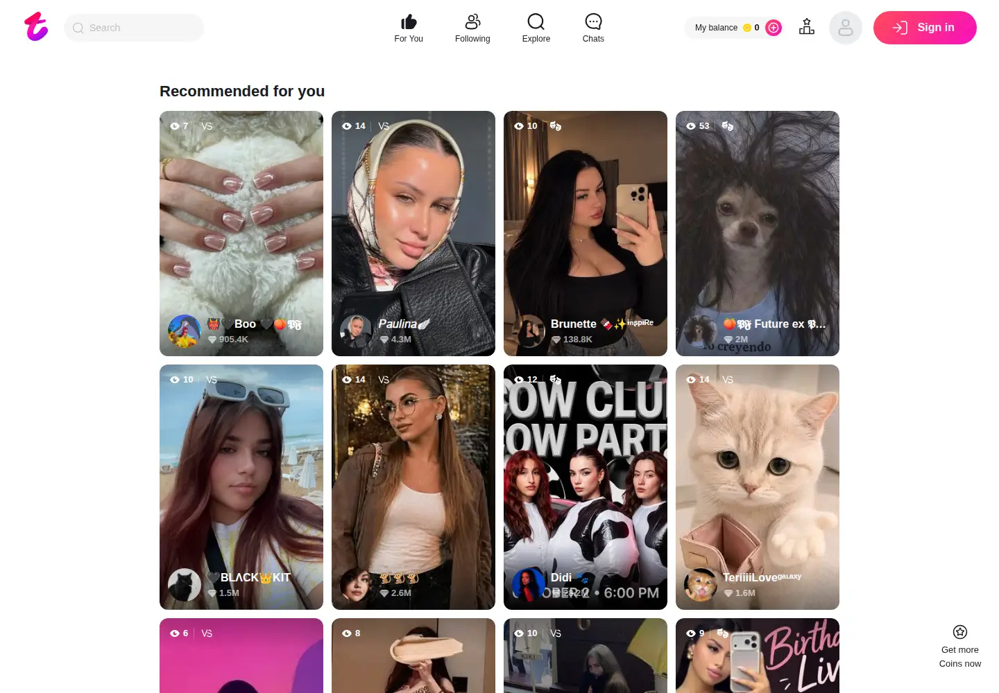 Screenshot of tango.me