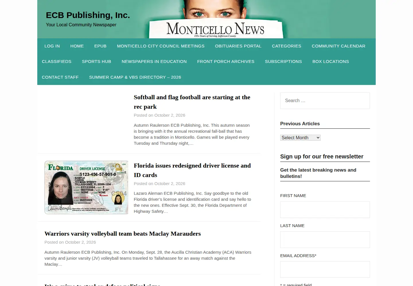 Screenshot of ecbpublishing.com