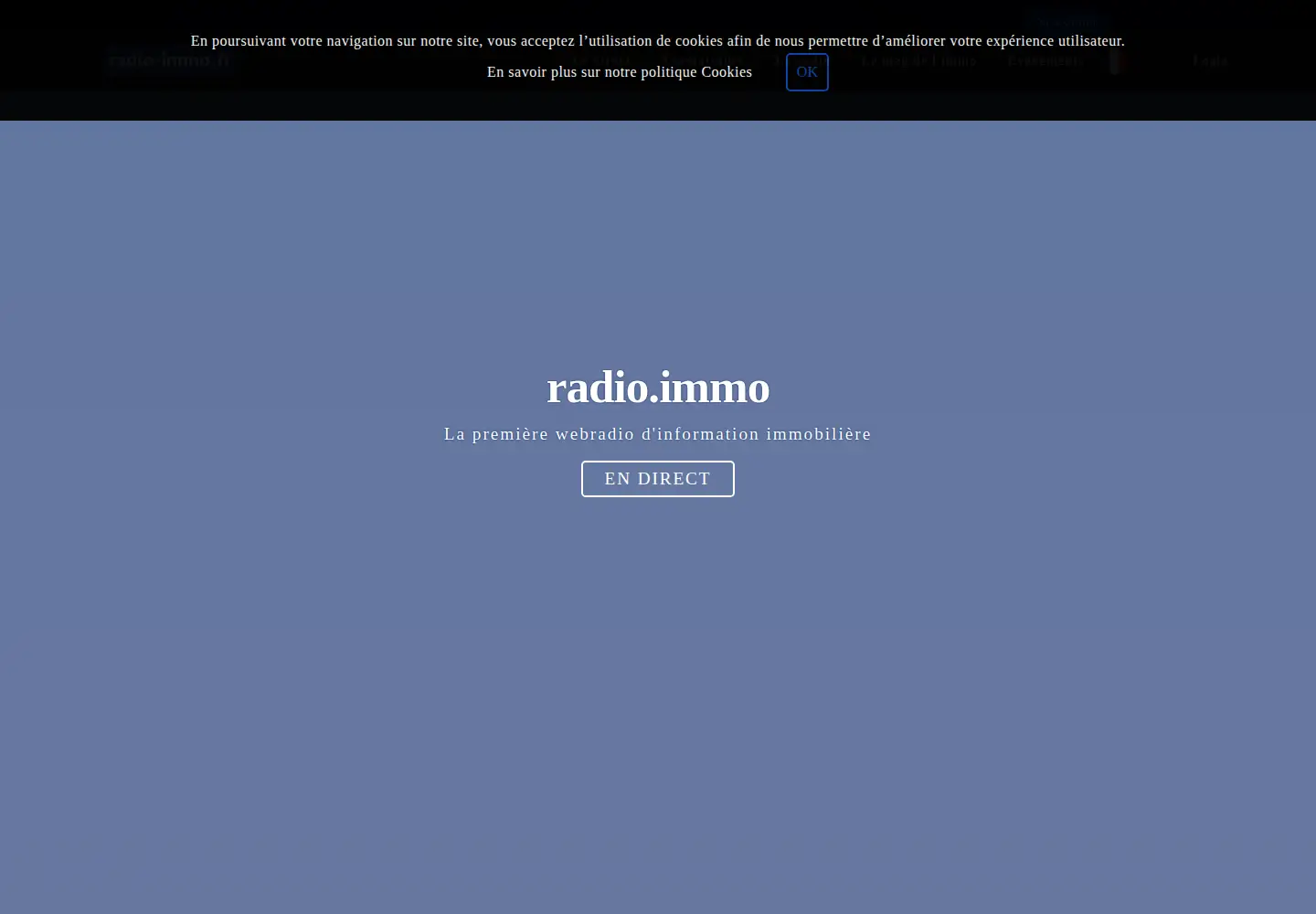 Captured homepage of radio.immo in the current scan
