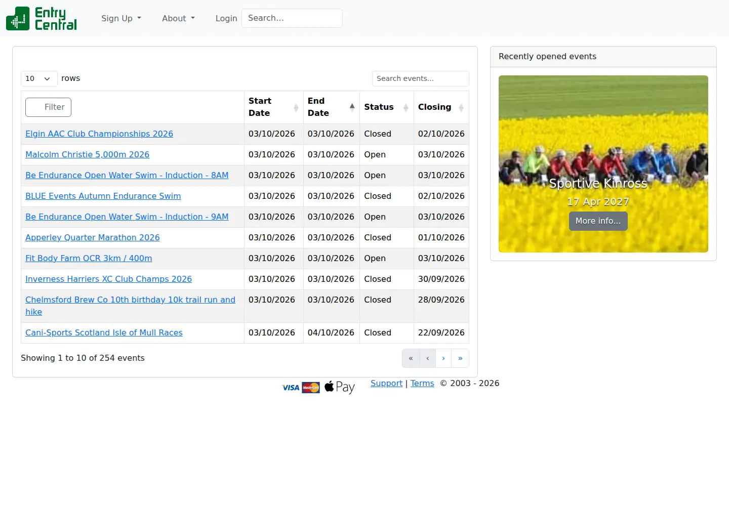Screenshot of entrycentral.com