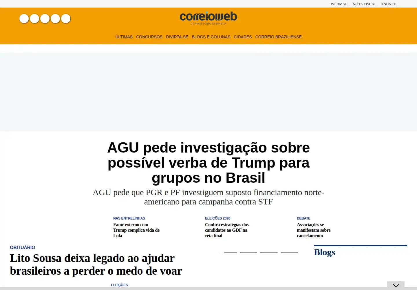 Captured homepage of correioweb.com.br in the current scan