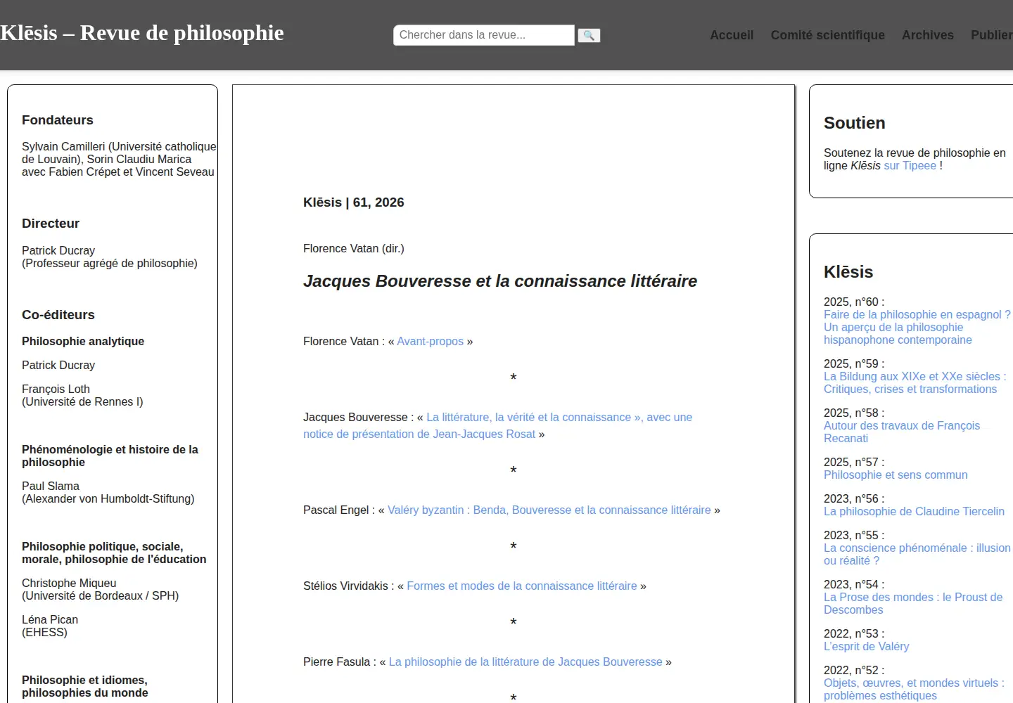 Screenshot of revue-klesis.org