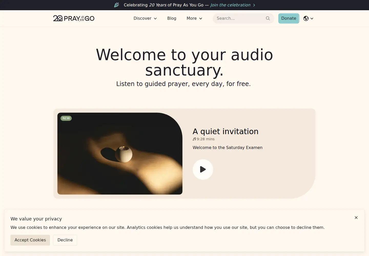 Screenshot of pray-as-you-go.org