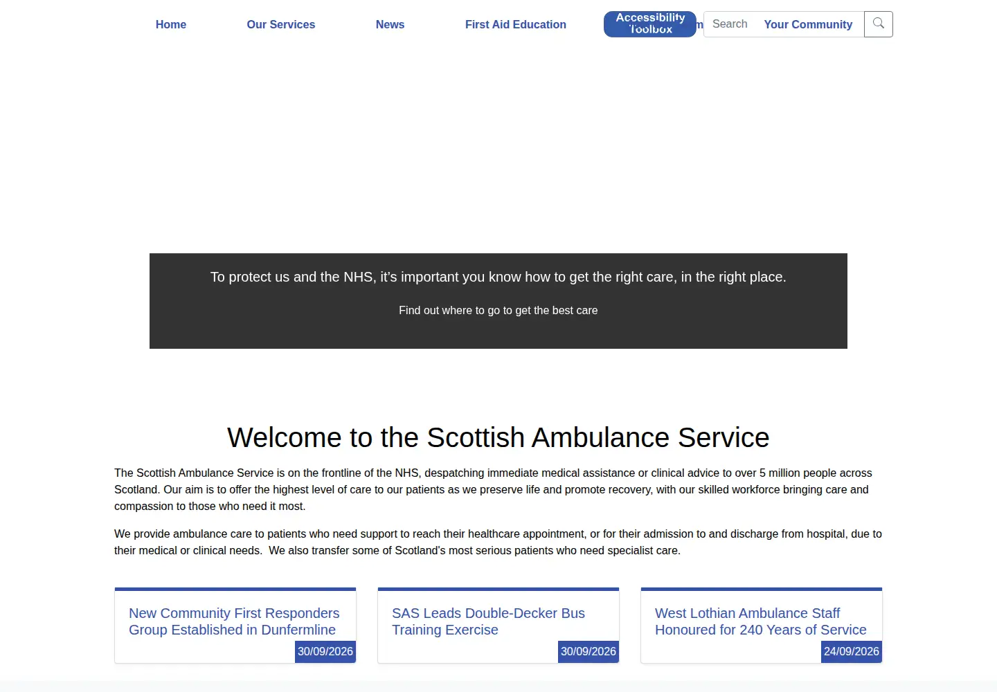 Screenshot of scottishambulance.com
