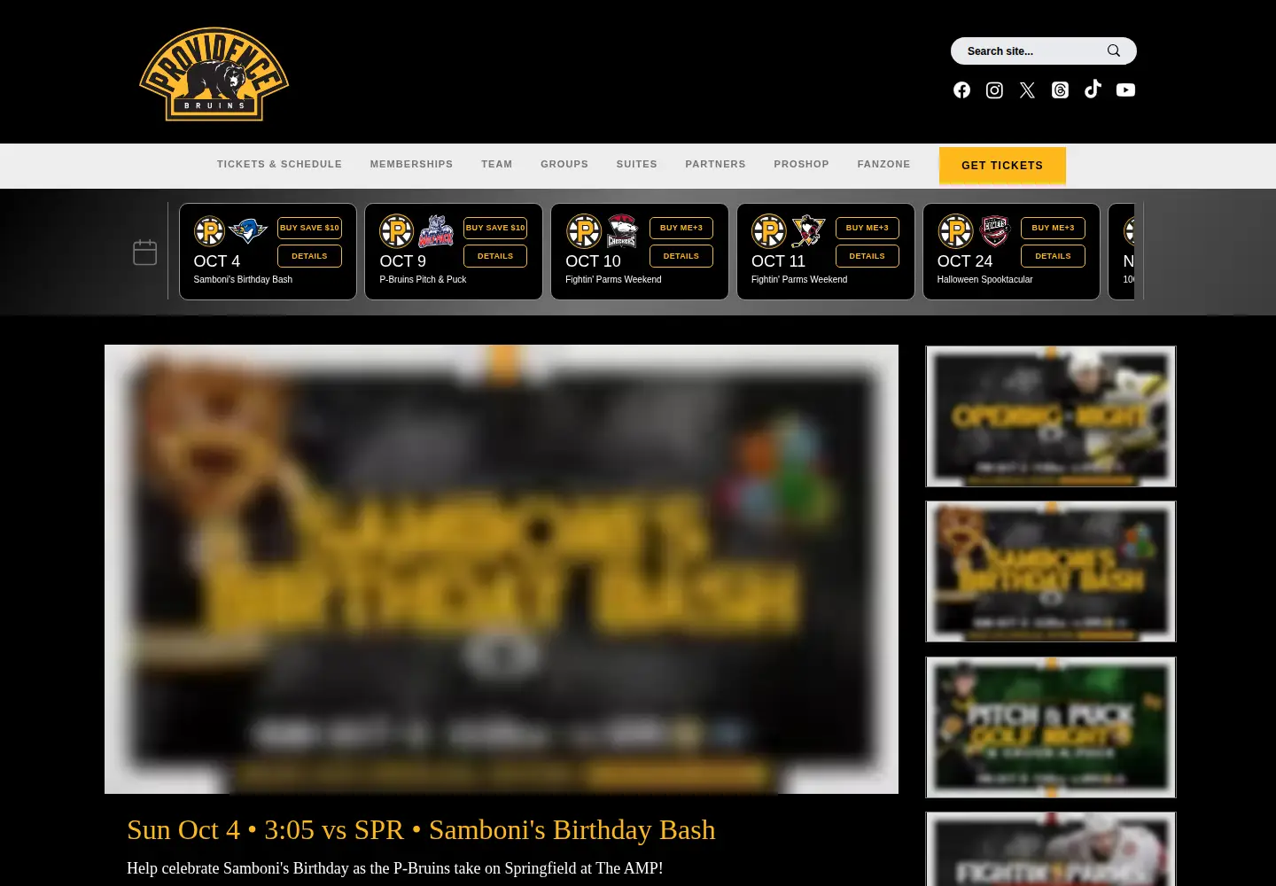 Screenshot of providencebruins.com
