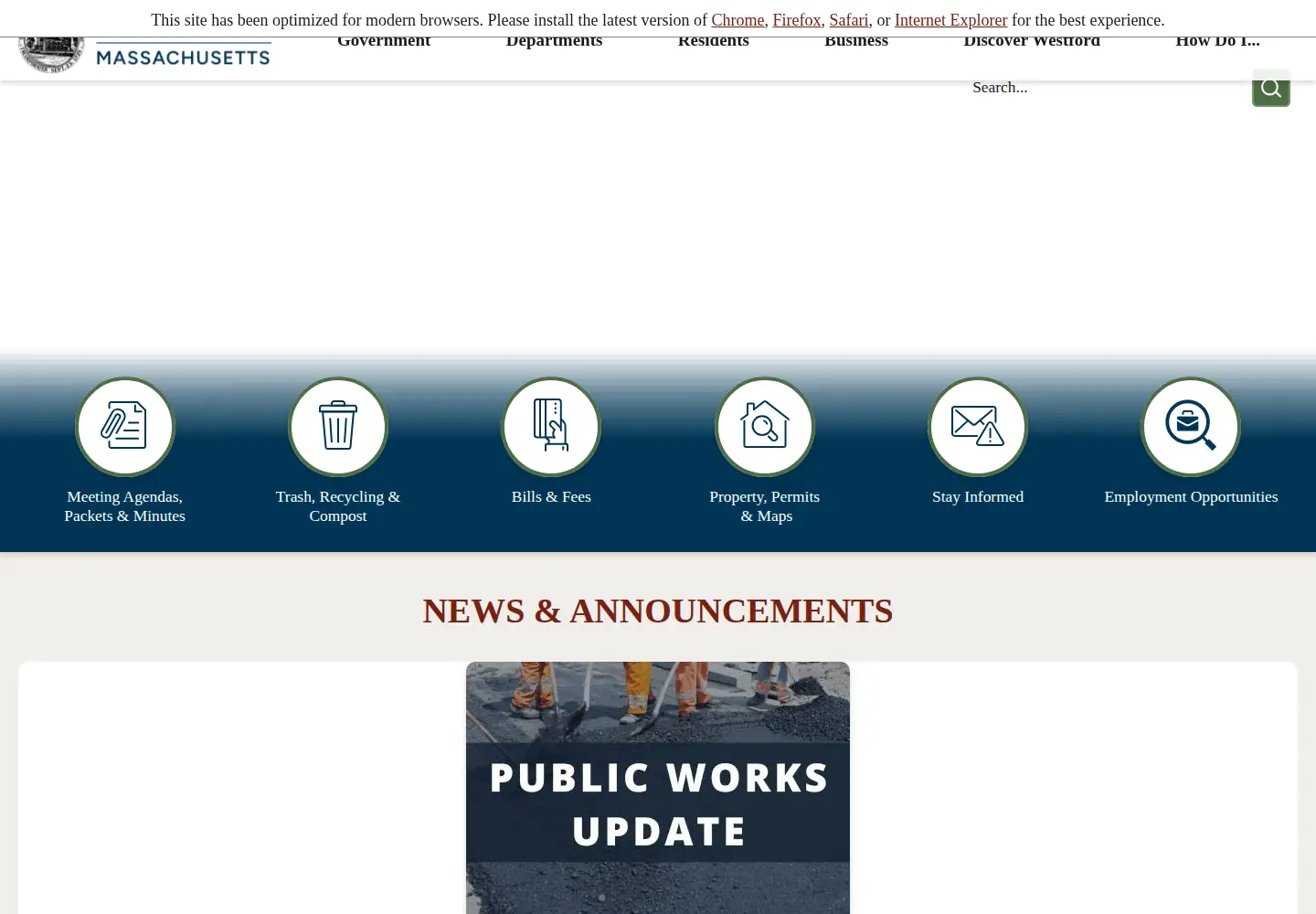 Screenshot of westfordma.gov