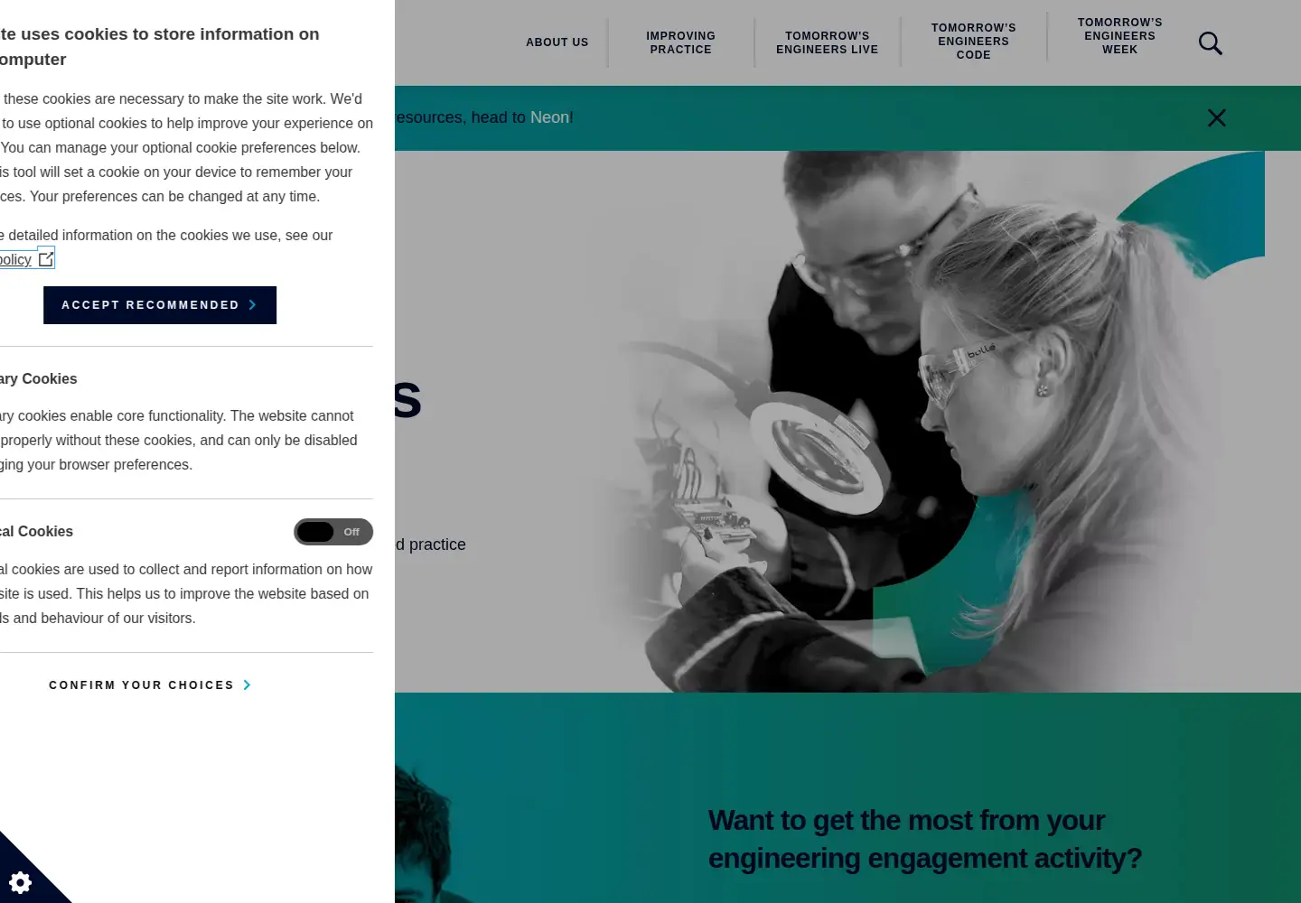 Screenshot of tomorrowsengineers.org.uk