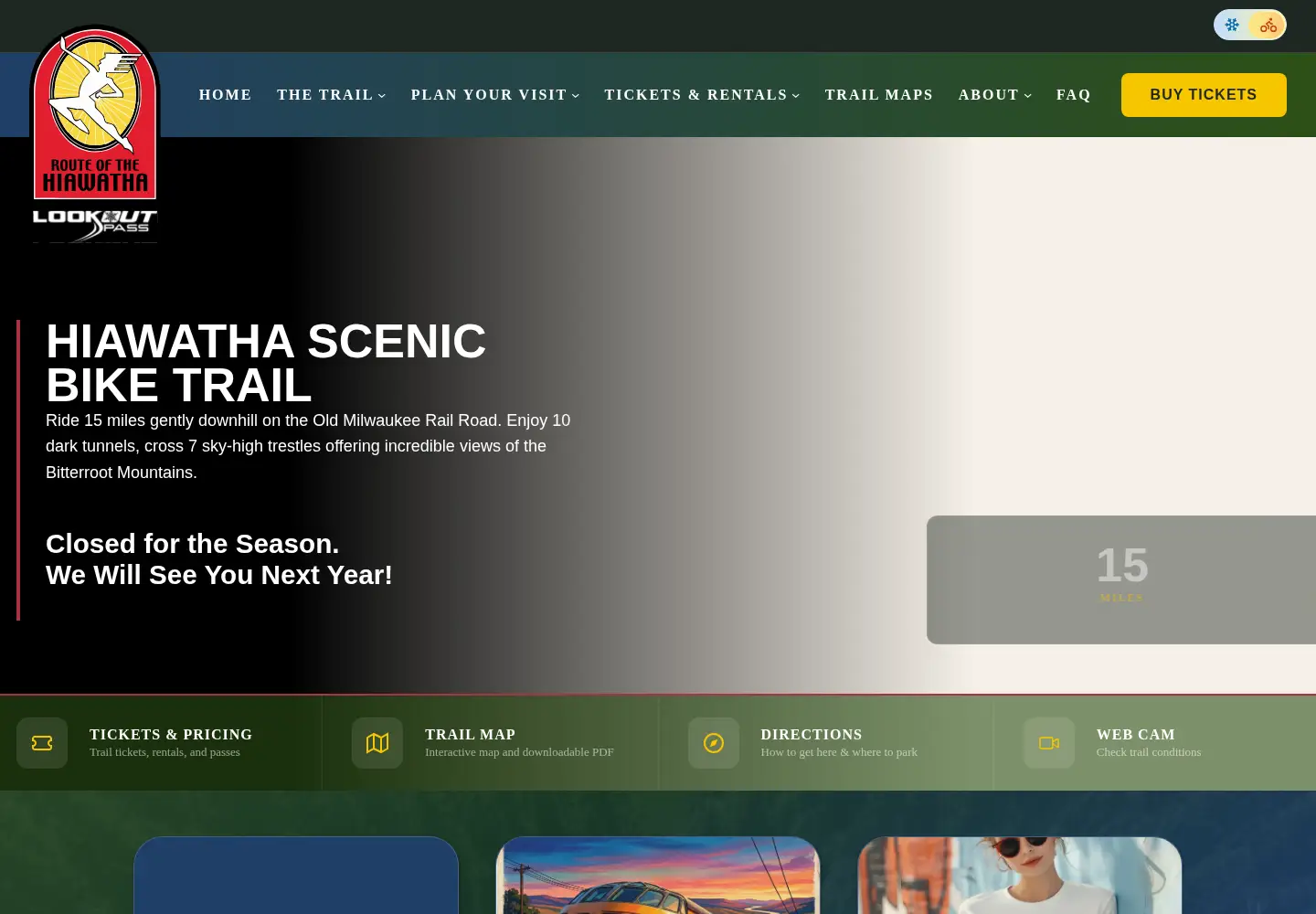 Screenshot of ridethehiawatha.com