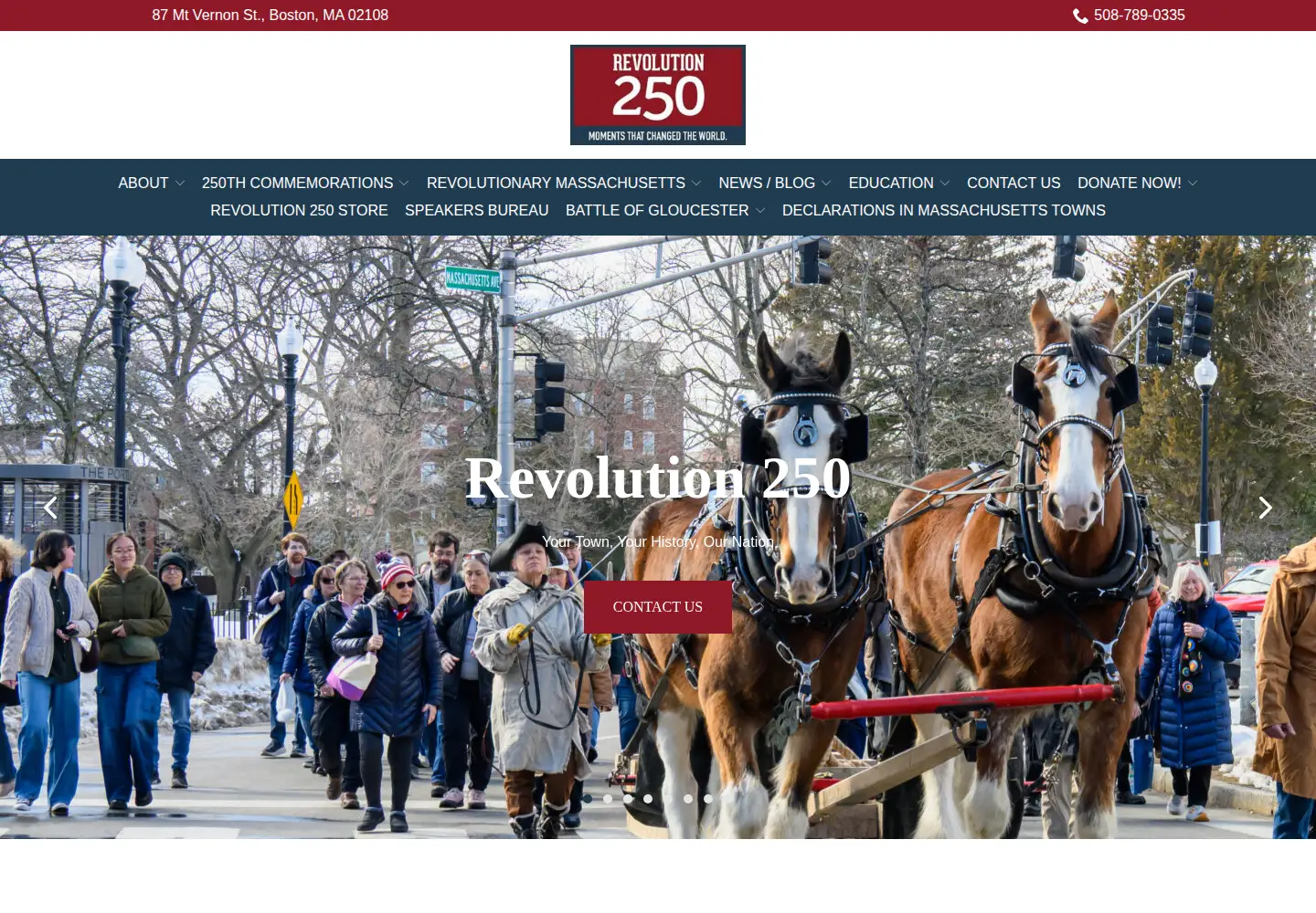 Screenshot of revolution250.org