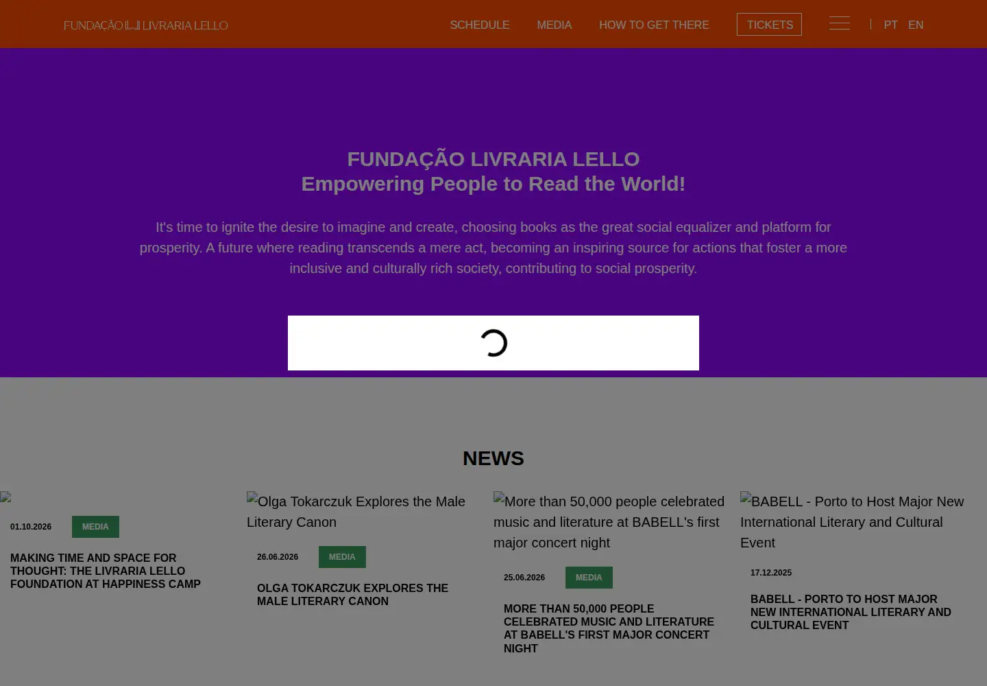 Captured homepage of fundacaolivrarialello.pt in the current scan