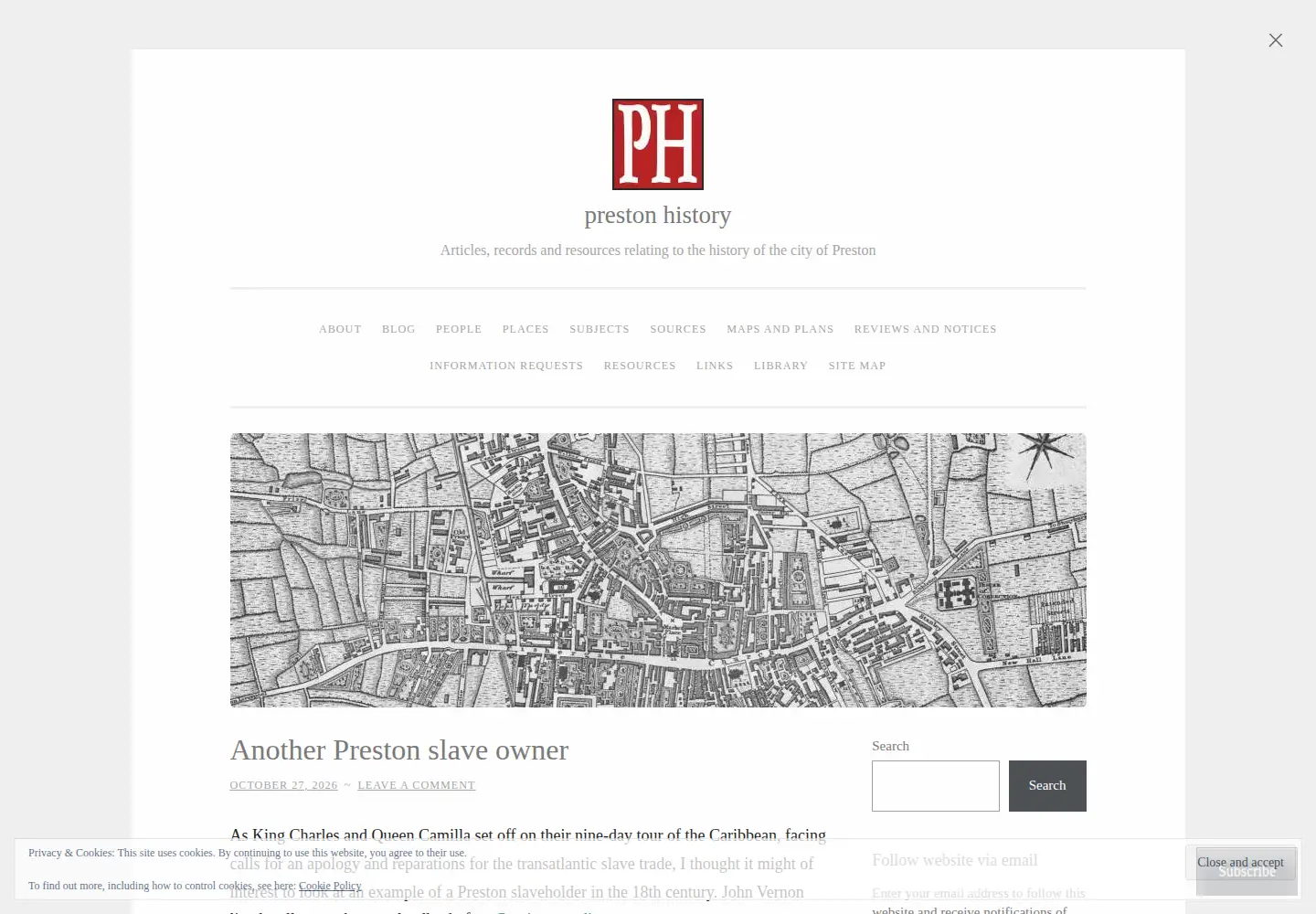 Screenshot of prestonhistory.com