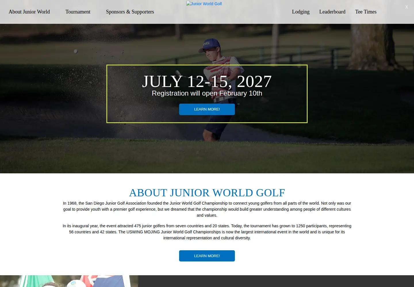 Screenshot of juniorworldgolf.com