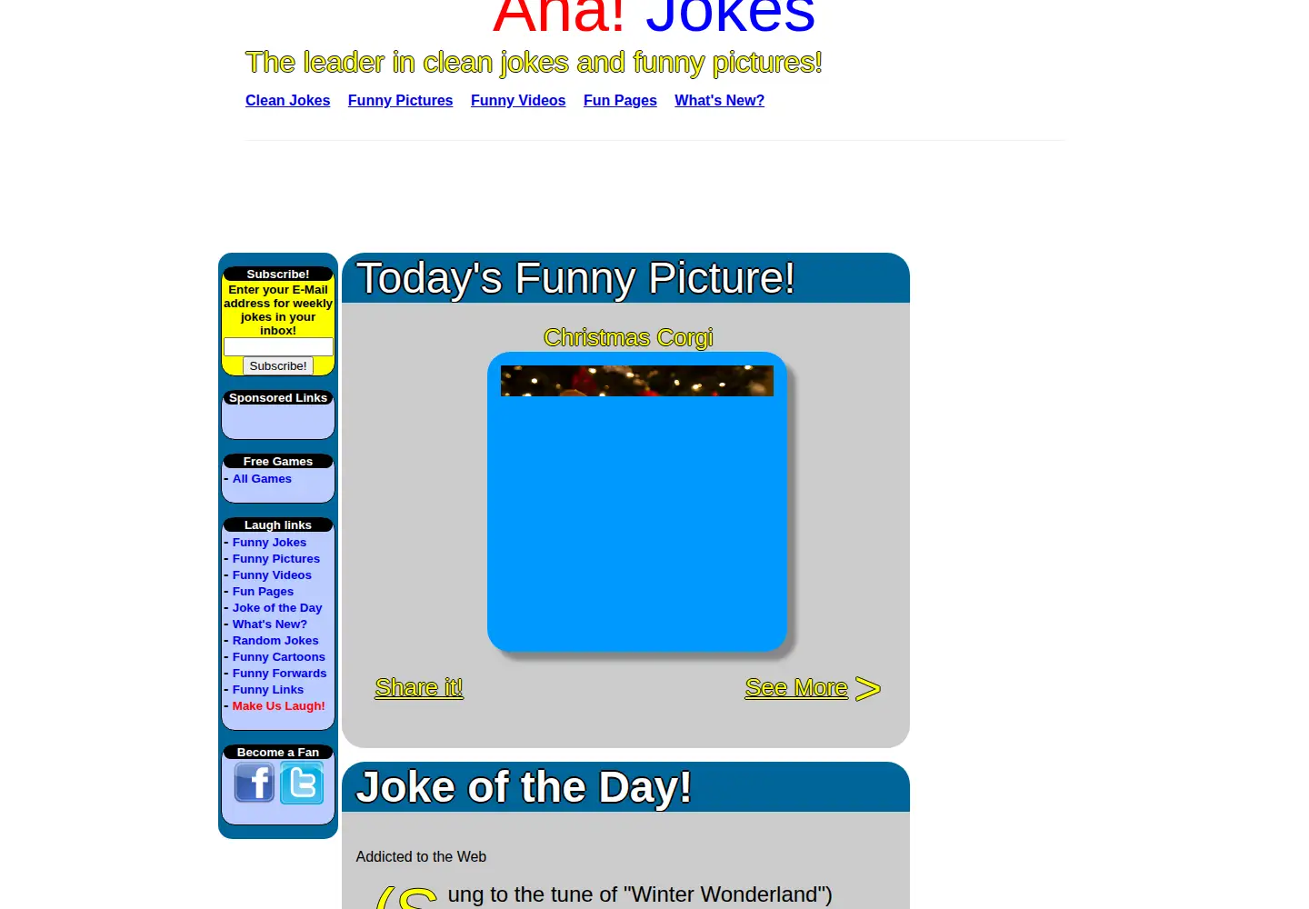 Screenshot of ahajokes.com