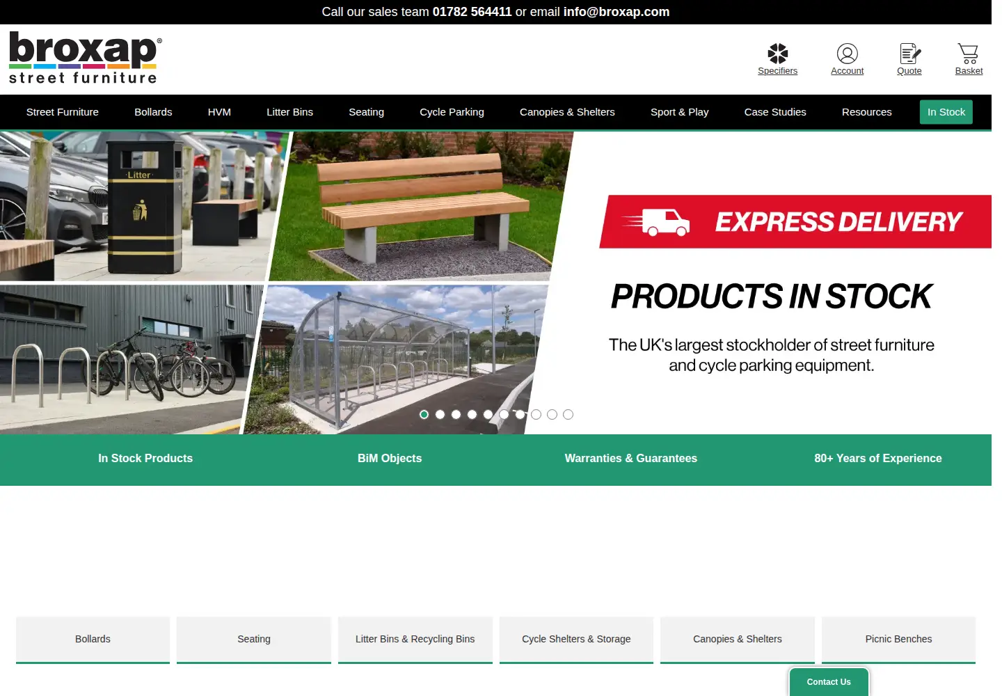 Captured homepage of broxap.com in the current scan