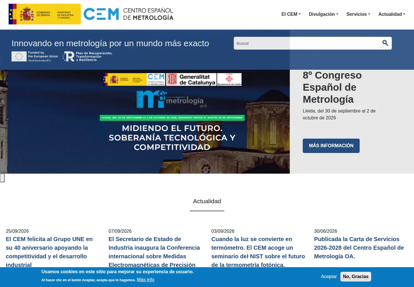 Captured homepage of cem.es in the current scan