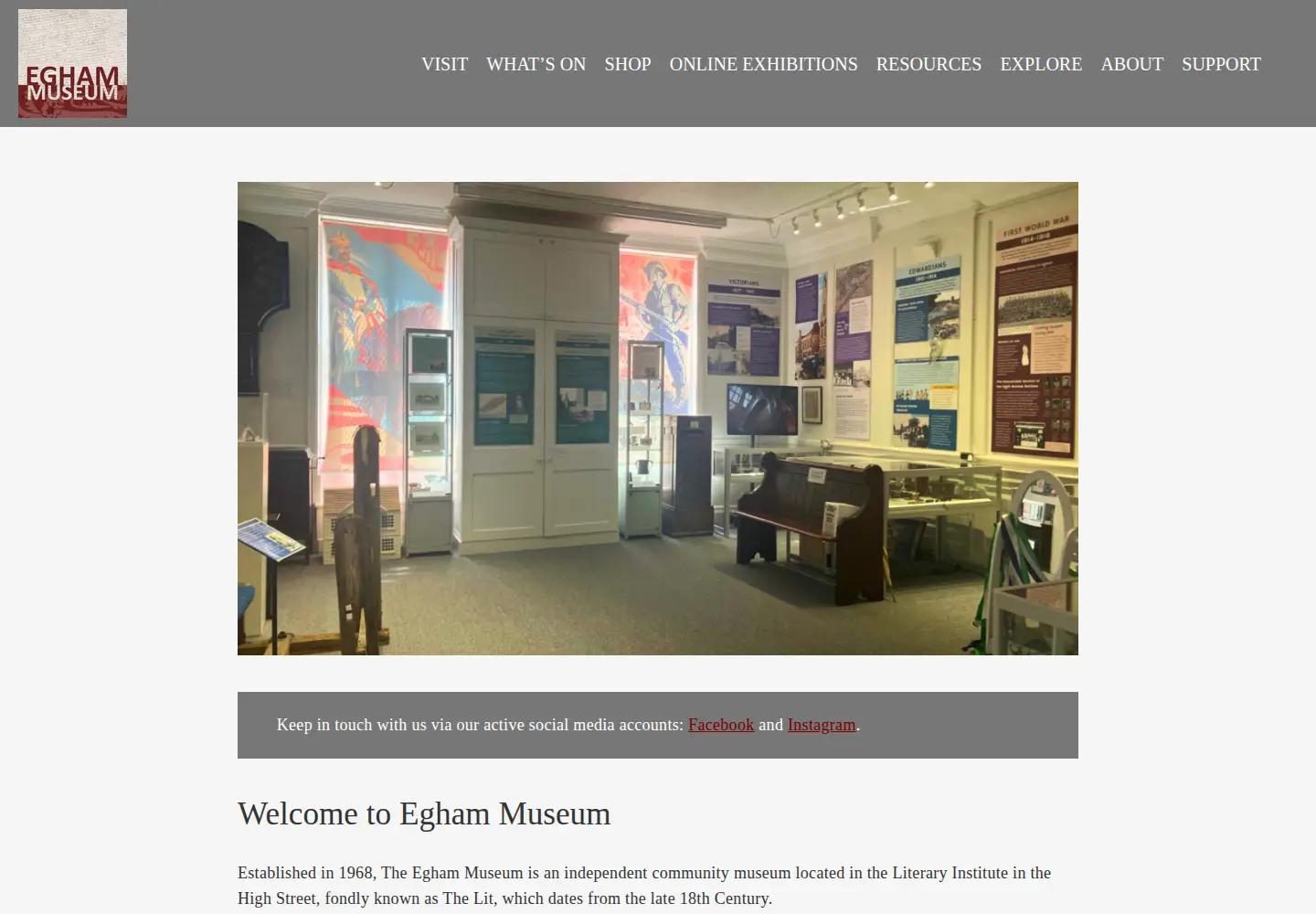 Screenshot of eghammuseum.org