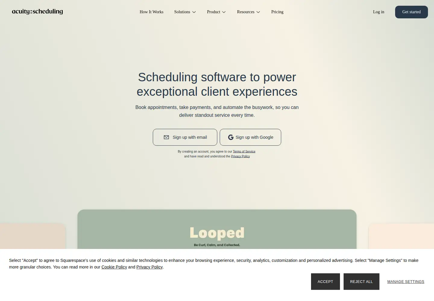Screenshot of acuityscheduling.com