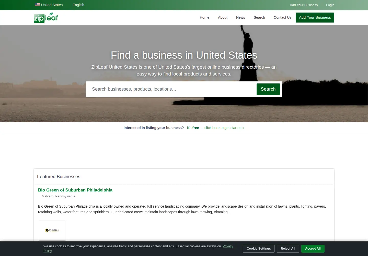 Screenshot of zipleaf.us