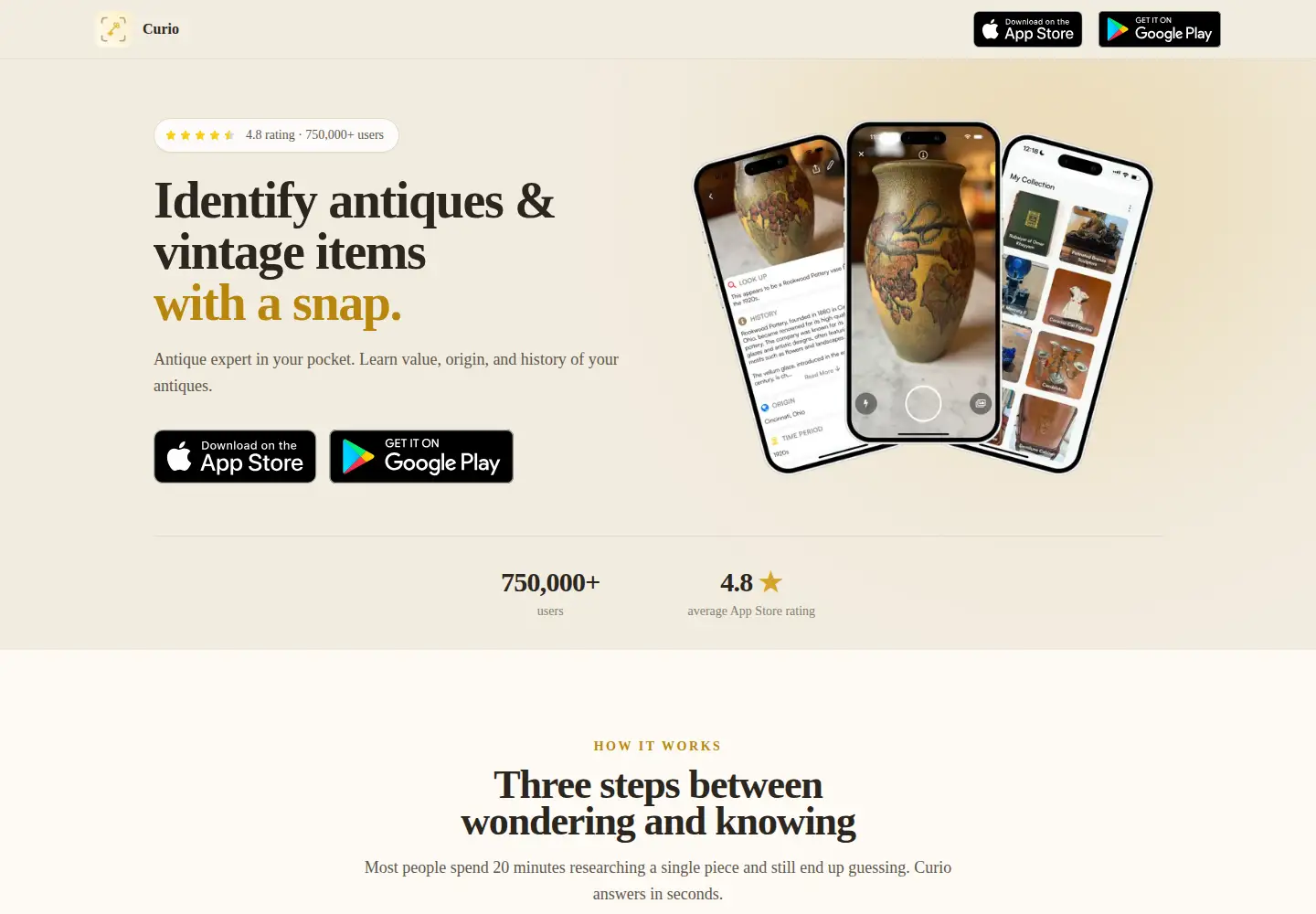 Screenshot of curio.app