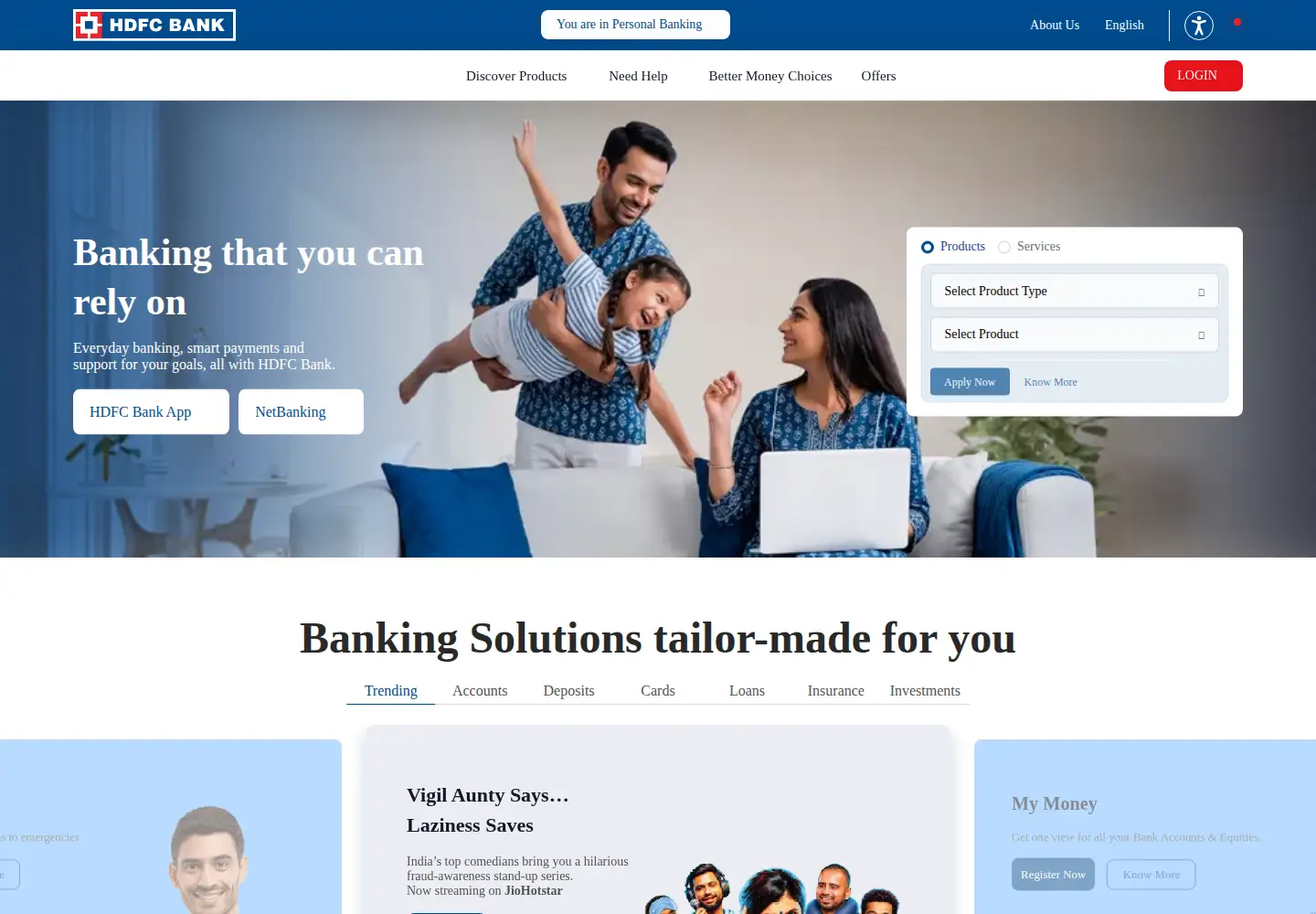 Screenshot of hdfc.bank.in