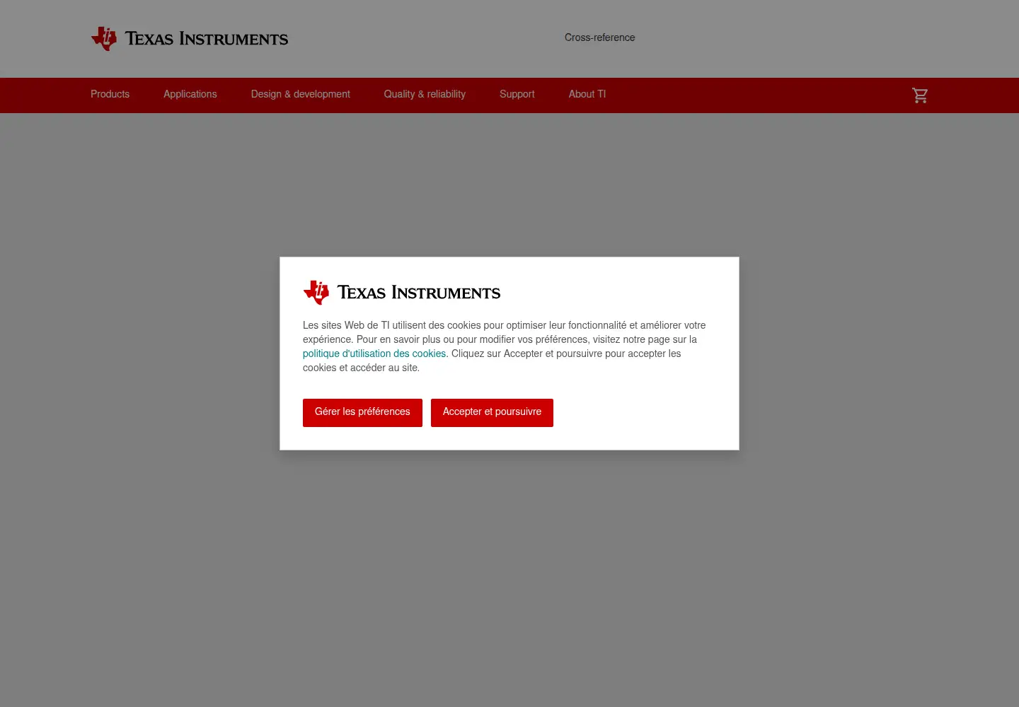 Screenshot of ti.com