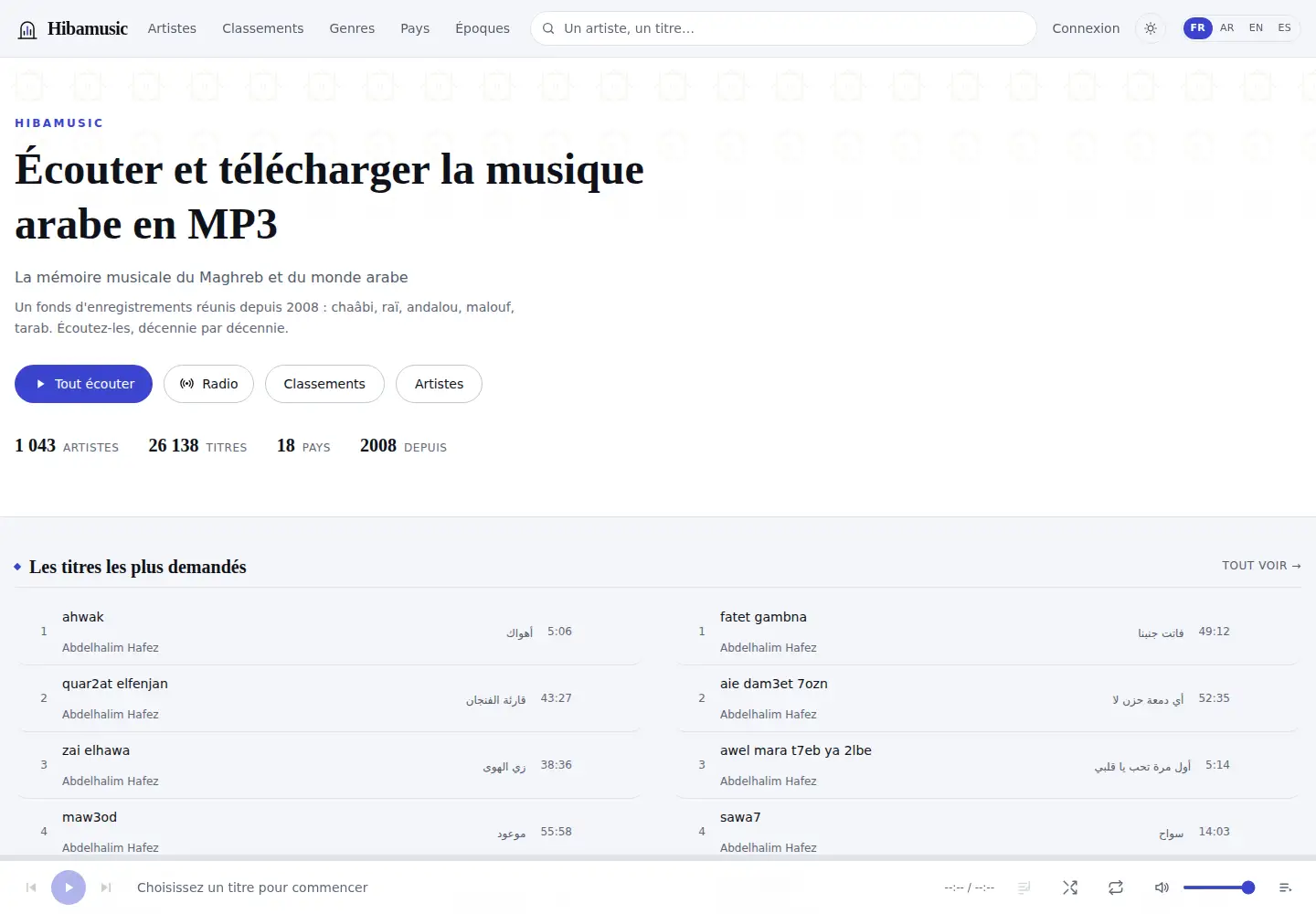 Screenshot of hibamusic.com