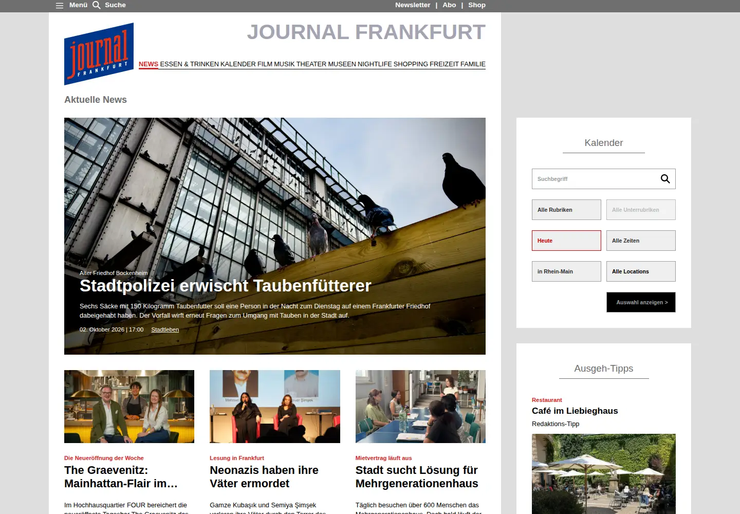 Screenshot of journal-frankfurt.de