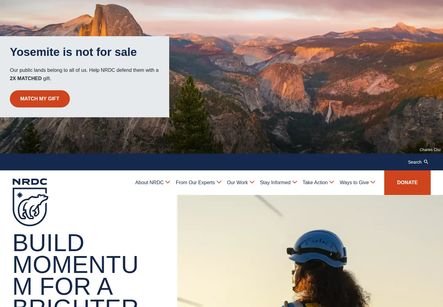 Captured homepage of nrdc.org in the current scan