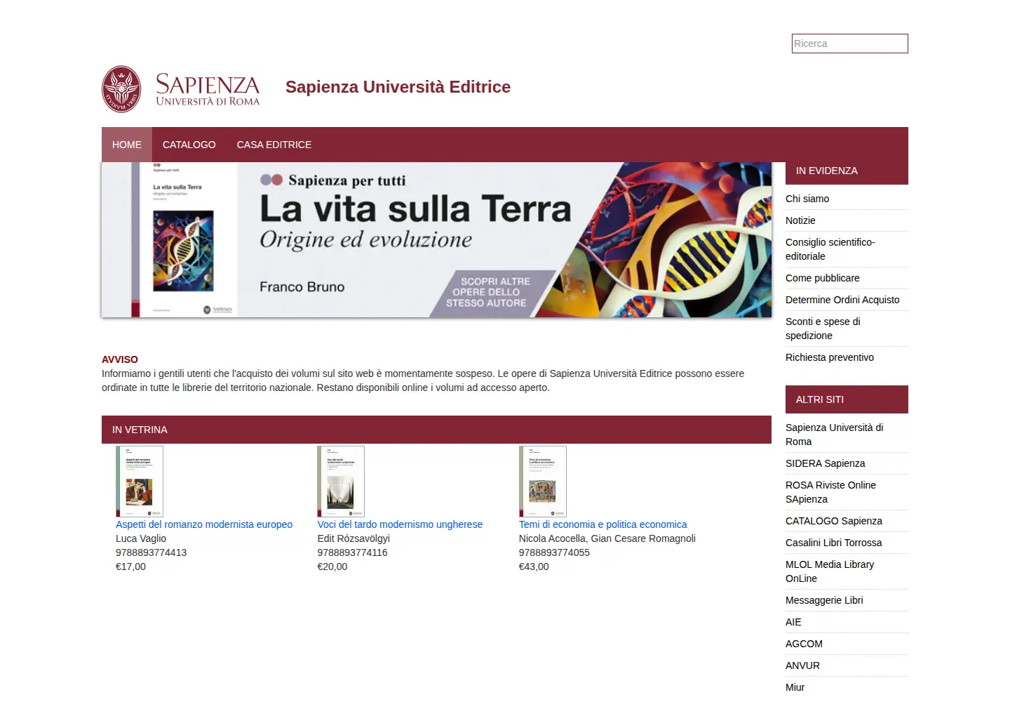 Screenshot of editricesapienza.it