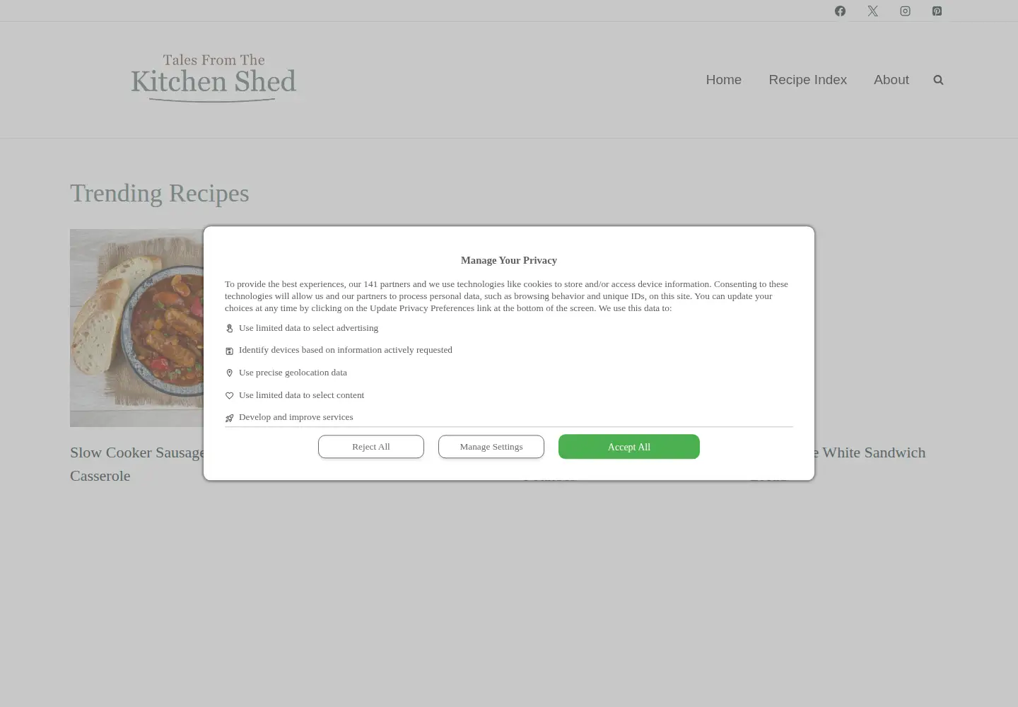 Screenshot of talesfromthekitchenshed.com