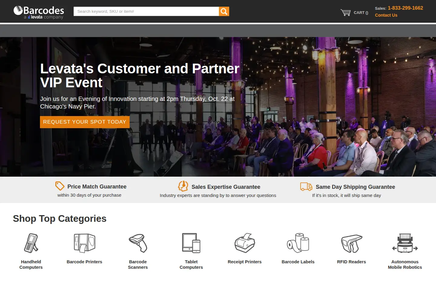 Captured homepage of barcodesinc.com in the current scan