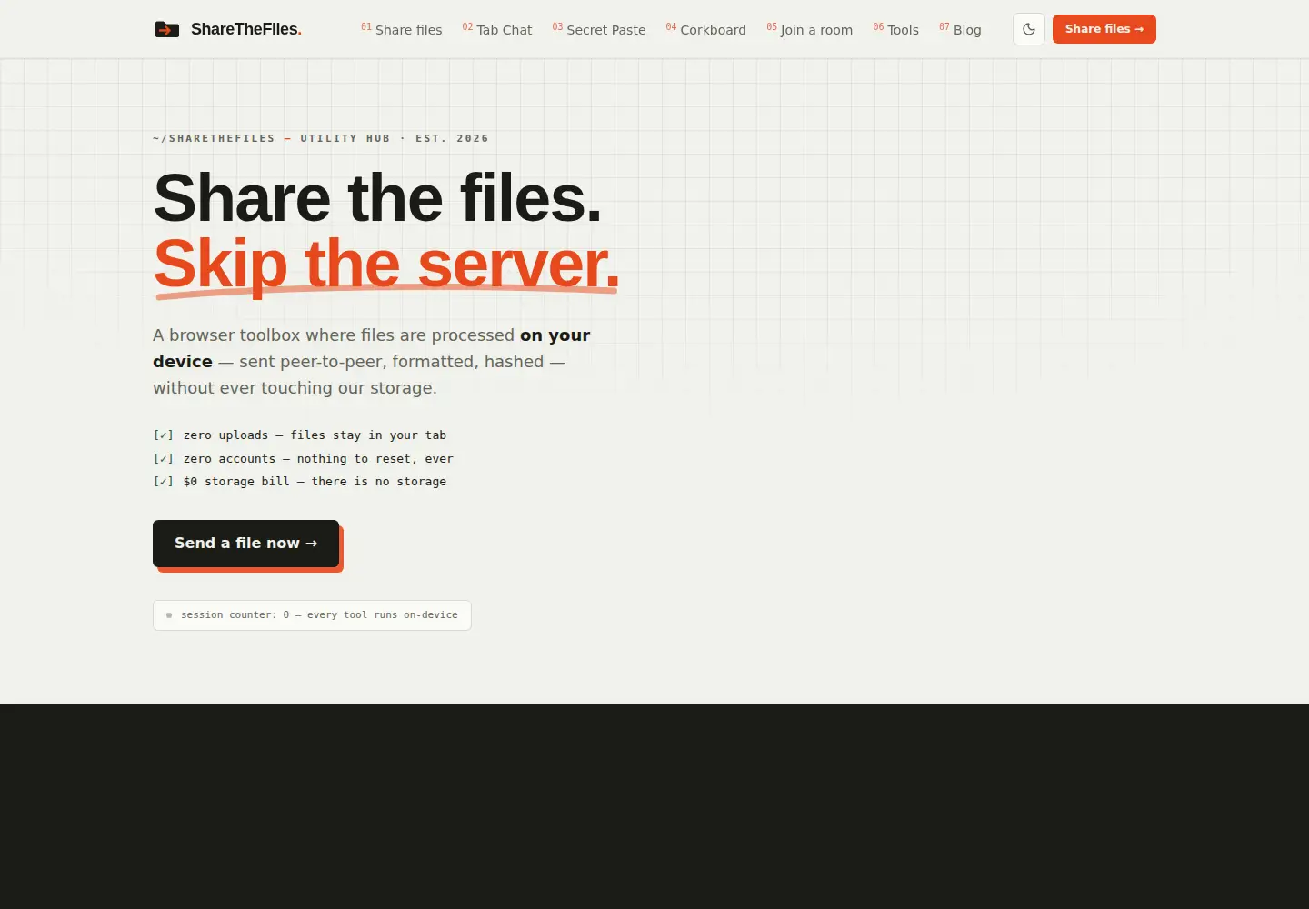 Screenshot of sharethefiles.com