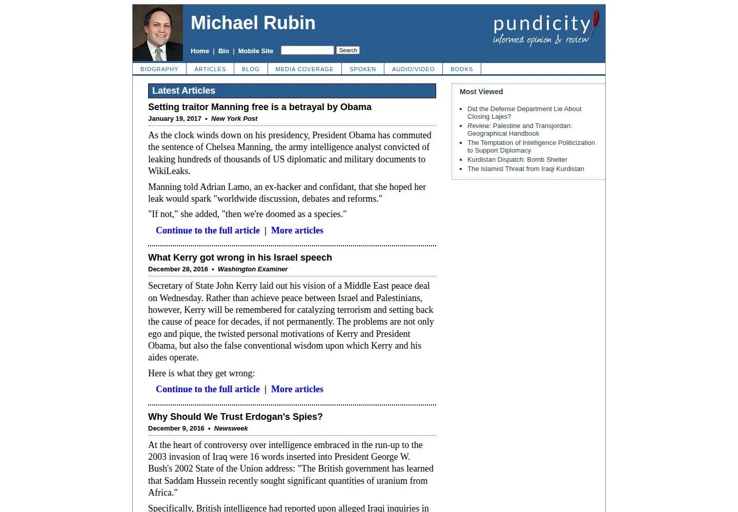 Captured homepage of michaelrubin.org in the current scan