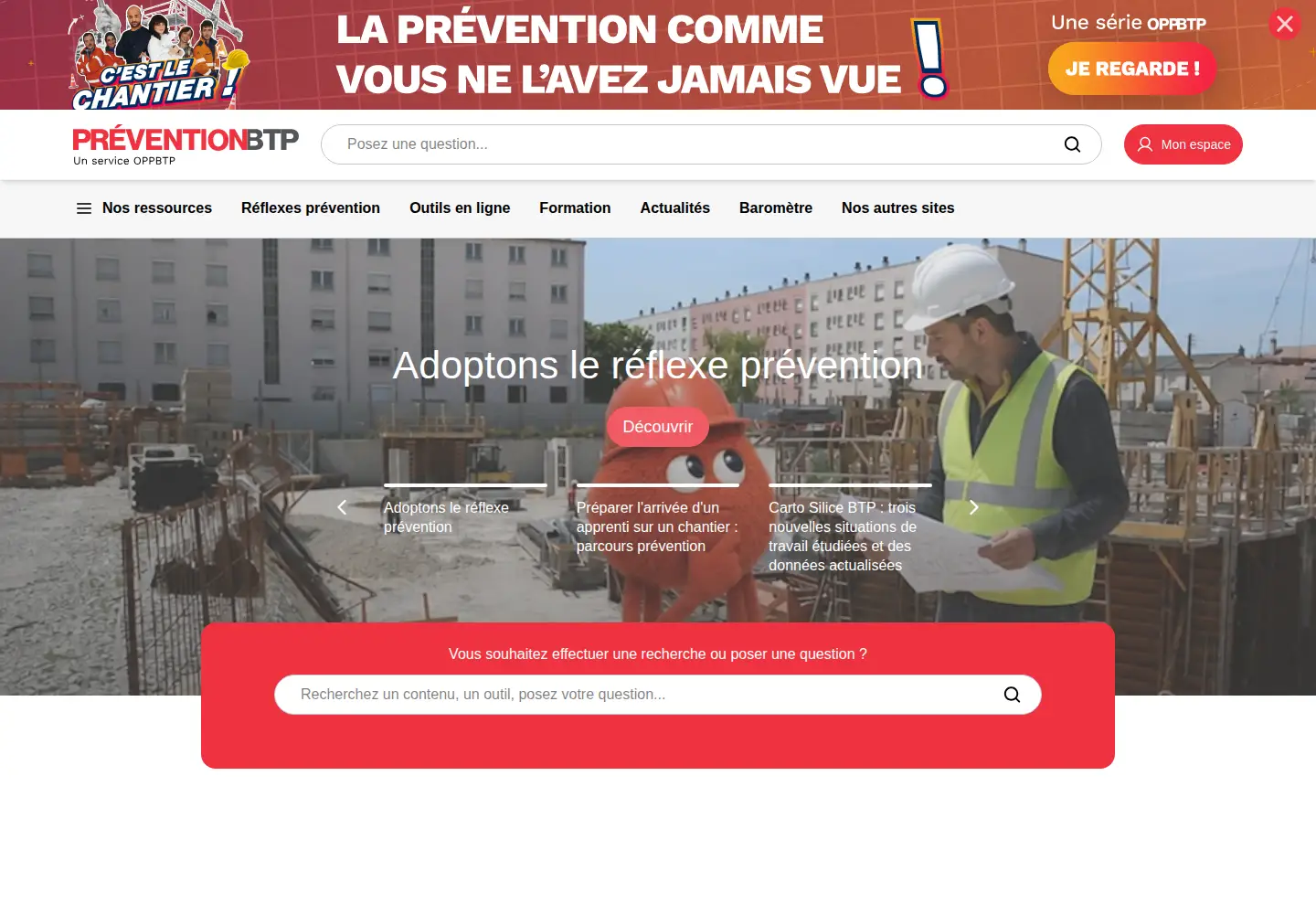 Screenshot of preventionbtp.fr