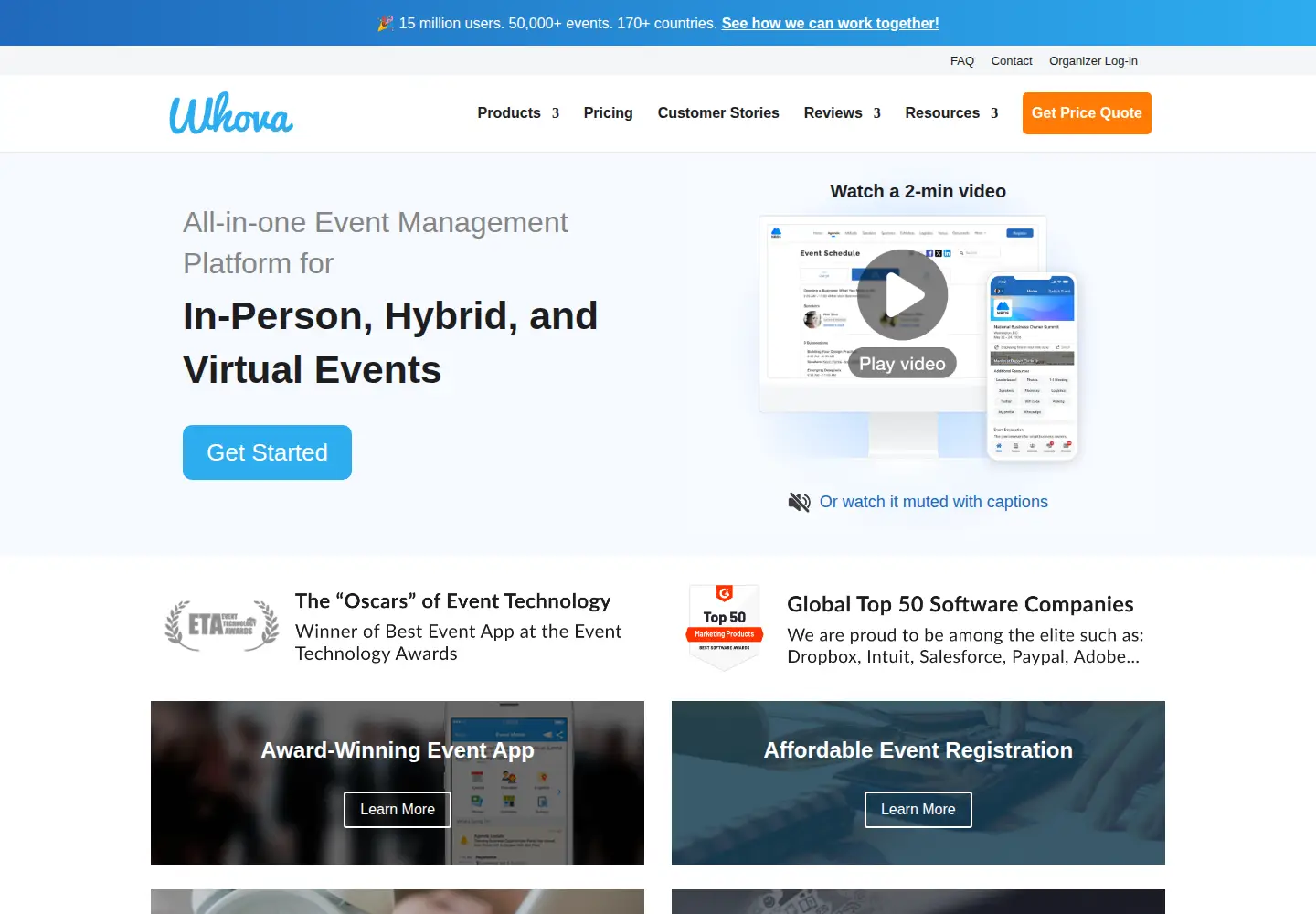 Screenshot of whova.com