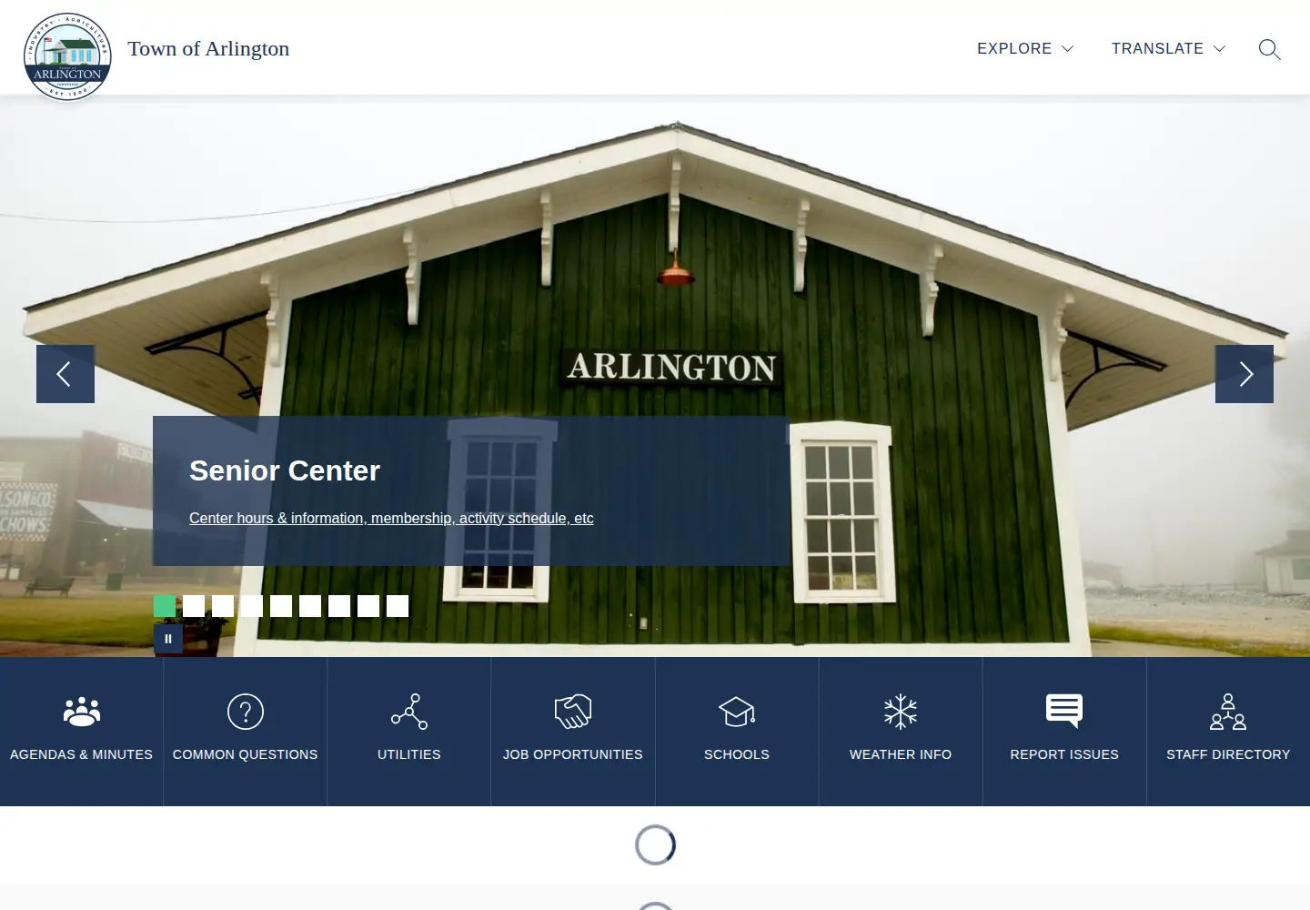 Screenshot of townofarlington.org