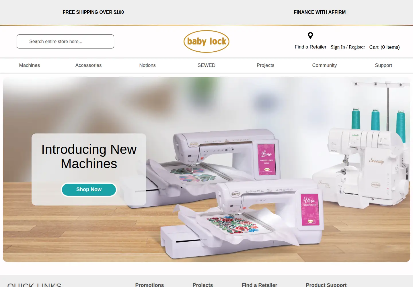 Screenshot of babylock.com