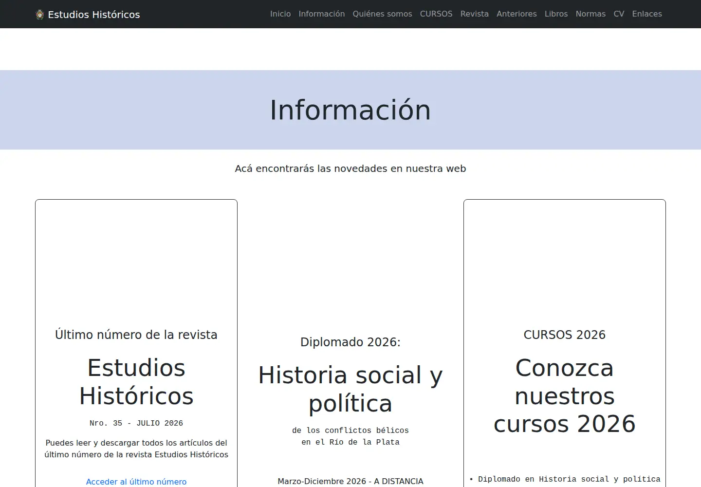 Screenshot of estudioshistoricos.org