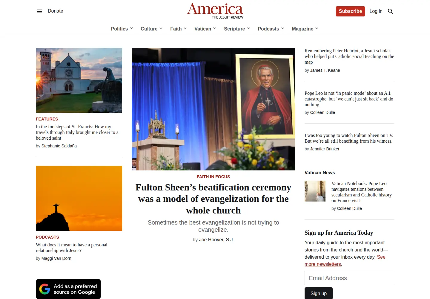 Screenshot of americamagazine.org