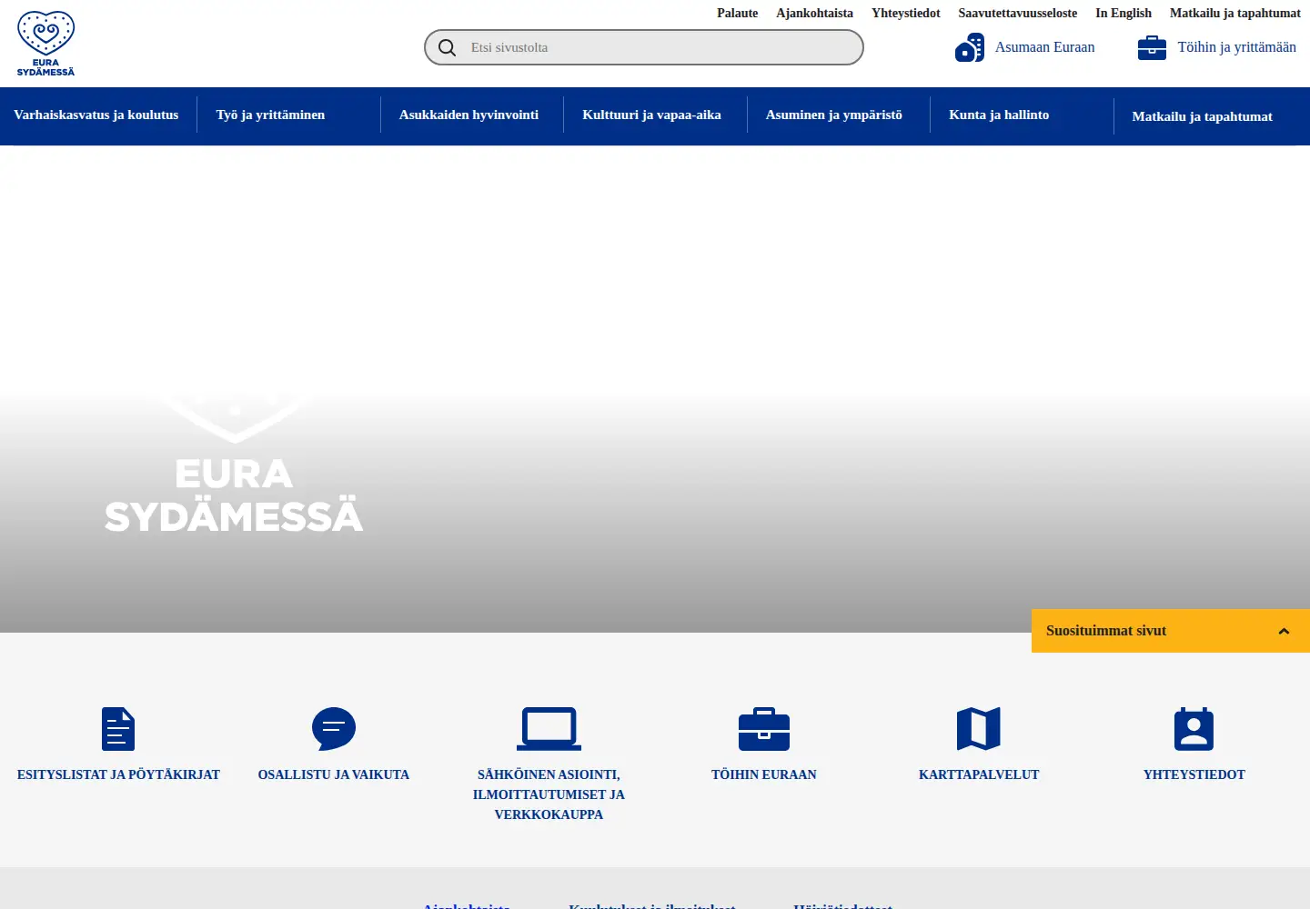 Captured homepage of eura.fi in the current scan